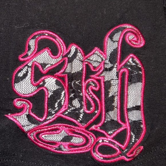 Supporting Radical Habits Black 🖤 Pink 💗 Camisole Halter Top Lace Back Med - Picture 8 of 9